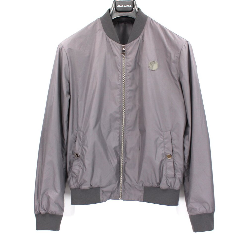 Versace Grey Zip Up Lightweight WindbreakerJacket 48 Polyester Bomber Logo Coat